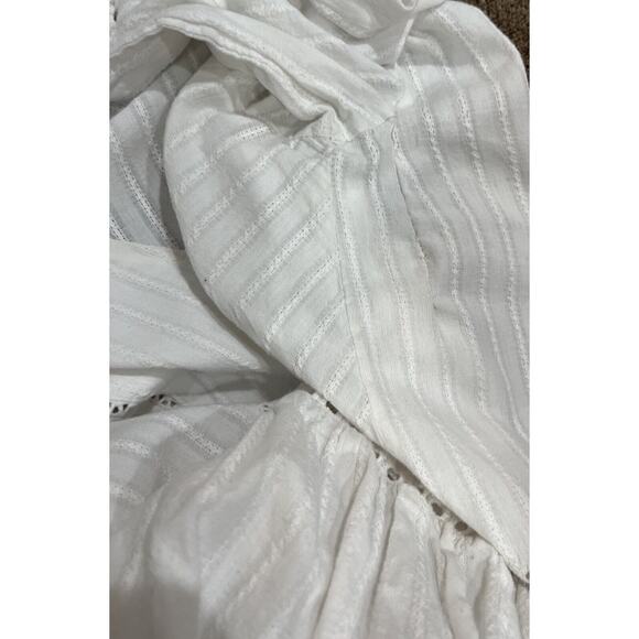 N/Nicholas White Eyelet Button Front Long Sleeve V-Neck Cotton Mini Dress Sz 4 - Picture 7 of 16